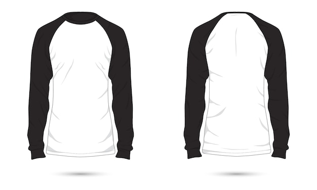 Vector raglan blank tshirt front and back view