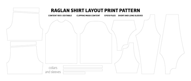 Vector raglan shirt uniform layout print pattern