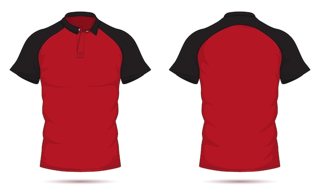 Raglan sleeve collared tshirt mockup front and back view