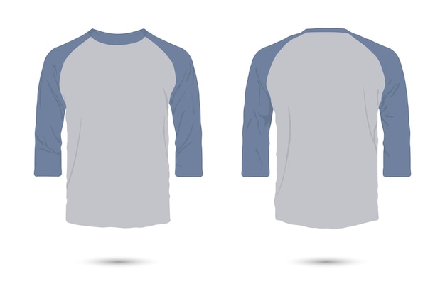 Вектор Макет футболки с рукавом реглан спереди и сзади, векторная иллюстрация