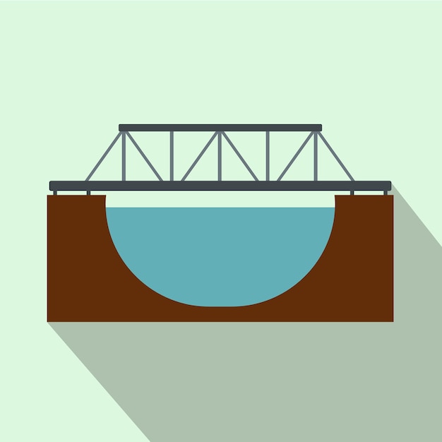 Вектор Железнодорожный мост через реку плоский значок для интернета и мобильных устройств