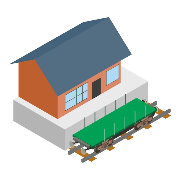 Rail flatcar icon Isometric illustration of rail flatcar vector icon for web