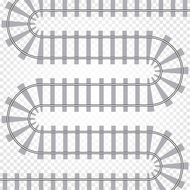 Vector rail railroad track vector illustration railway train isolated winding path road