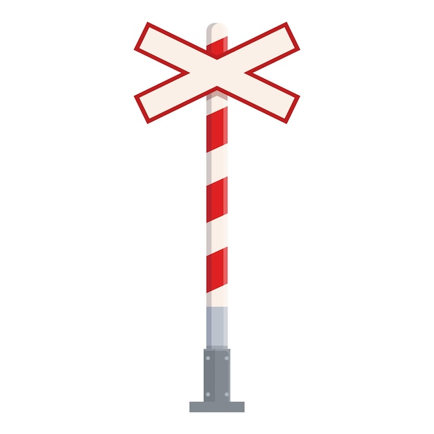 Vector rail road traffic icon cartoon vector signal barrier crossing stop