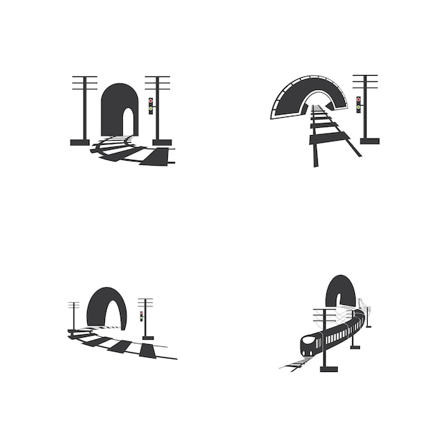 Rail with tunnel logo icon vector design template