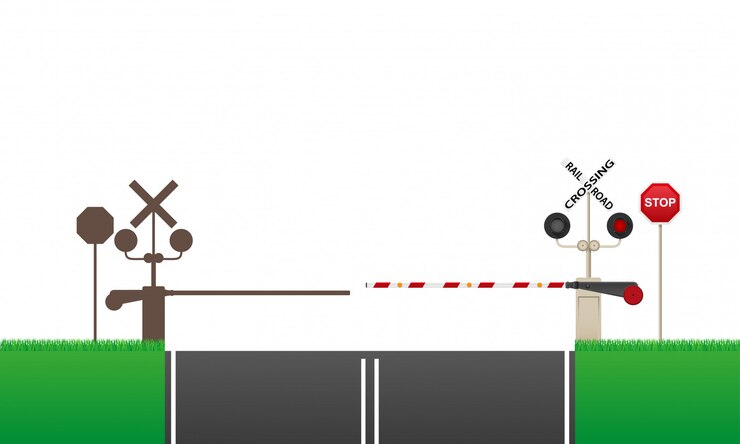 Vector railroad crossing vector illustration