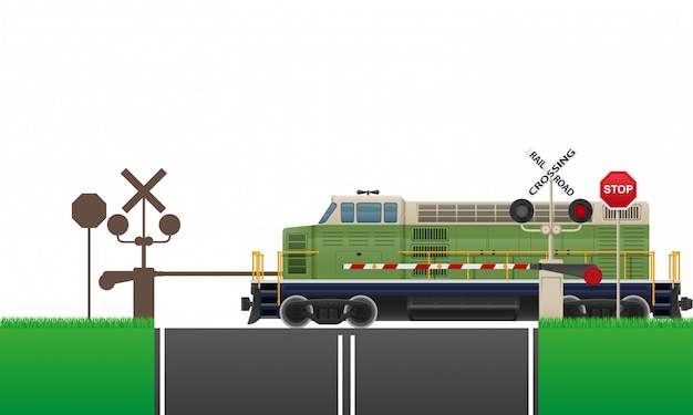 Illustrazione vettoriale di attraversamento della ferrovia