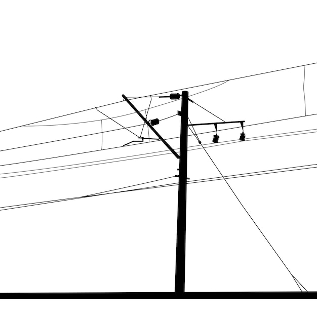 Railroad overhead lines Contact wire Vector illustration