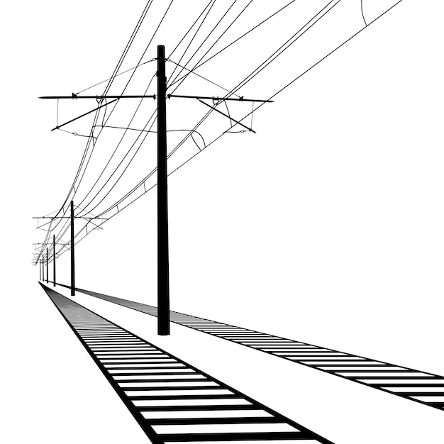 Railroad overhead lines Contact wire Vector illustration