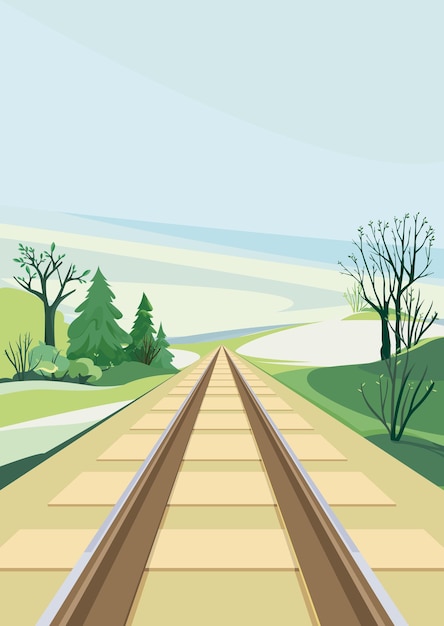 Vector railroad in spring season