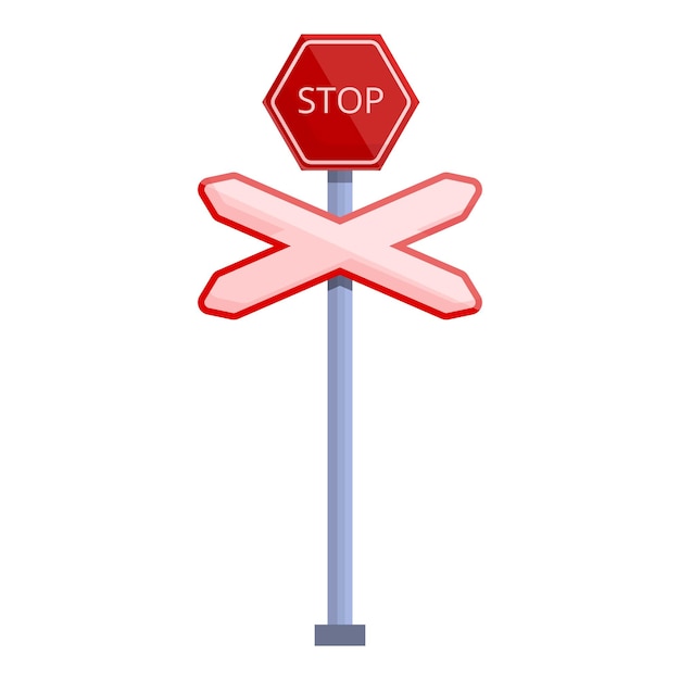 Railroad stop sign icon cartoon of railroad stop sign vector icon for web design isolated on white background