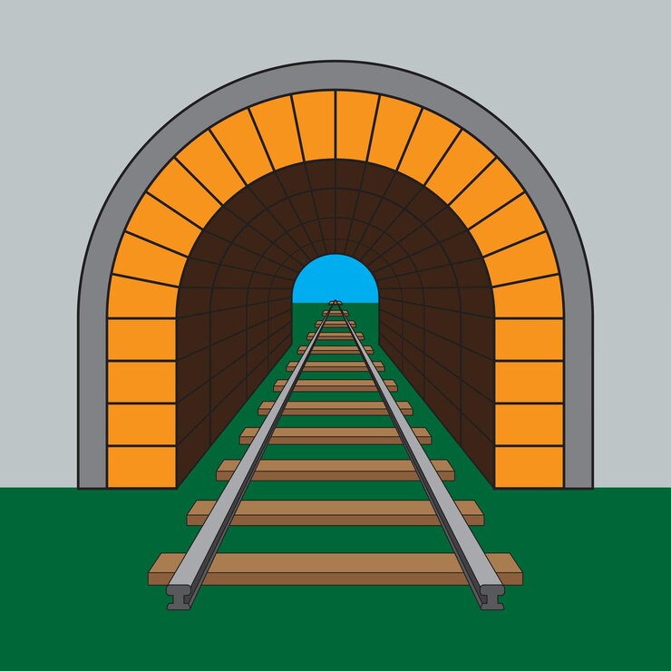 Vector railroad tunnel vector design isolated on gray background vector illustration eps 10