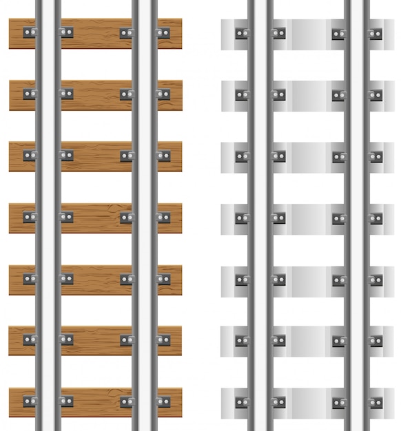 コンクリートと木製の枕木付きレールベクトルイラスト