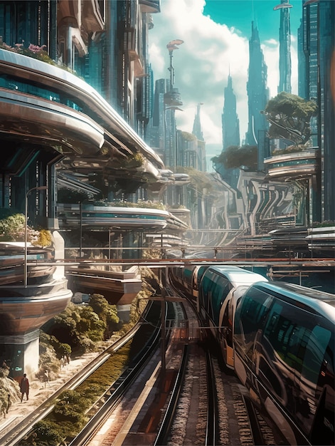 Vector railway of the future in an alien city