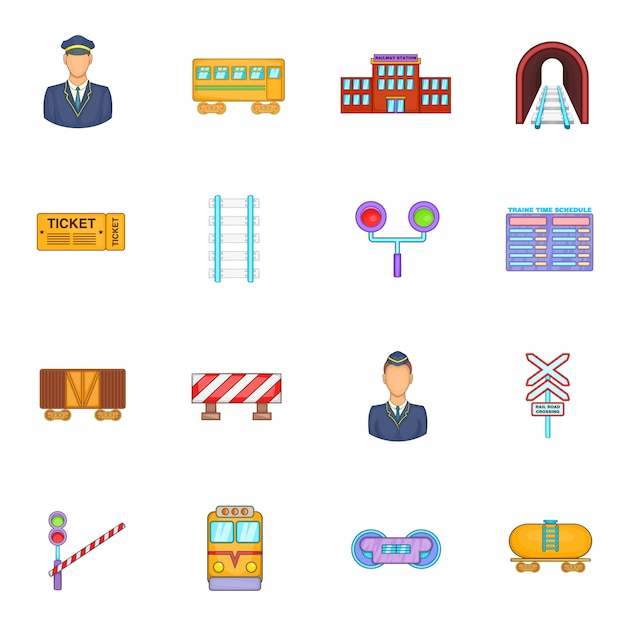 Railway icons set