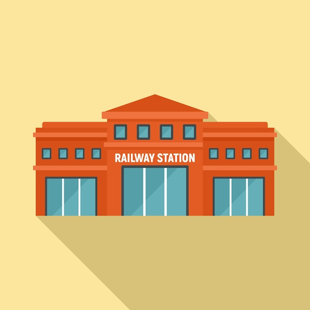 Вектор Иконка железнодорожного вокзала плоская иллюстрация векторной иконки железнодорожного вокзала для веб-дизайна