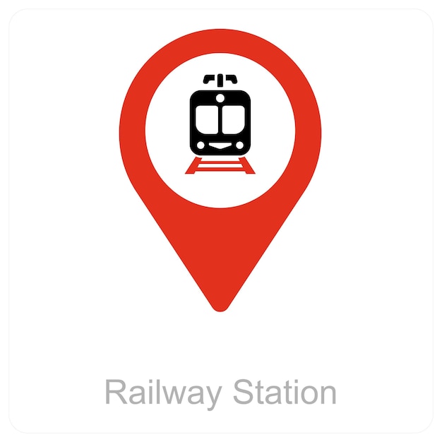 鉄道駅と位置アイコンのコンセプト