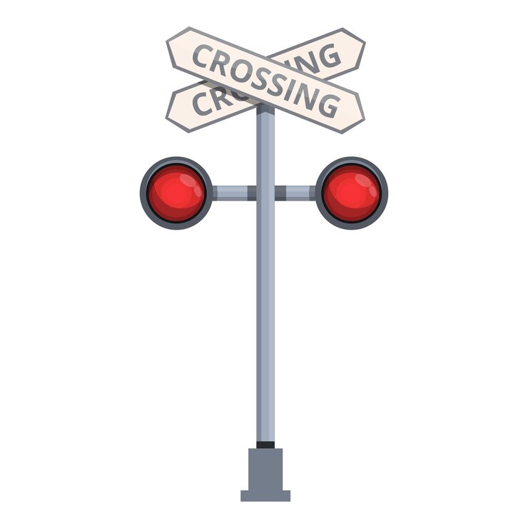 Vector railway train icon cartoon vector rail traffic signal road