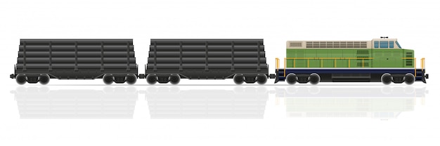 Железнодорожный поезд с локомотивом и вагонами векторная иллюстрация