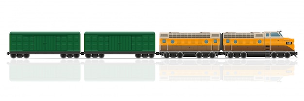 Railway train with locomotive and wagons vector illustration