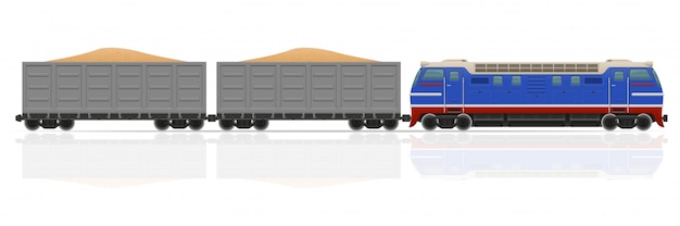Il treno ferroviario con la locomotiva ed i vagoni vector l'illustrazione