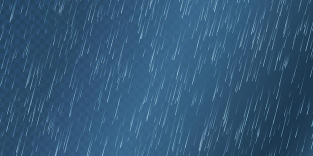 rain drops on transparent background falling water drops nature rainfall vector illustration