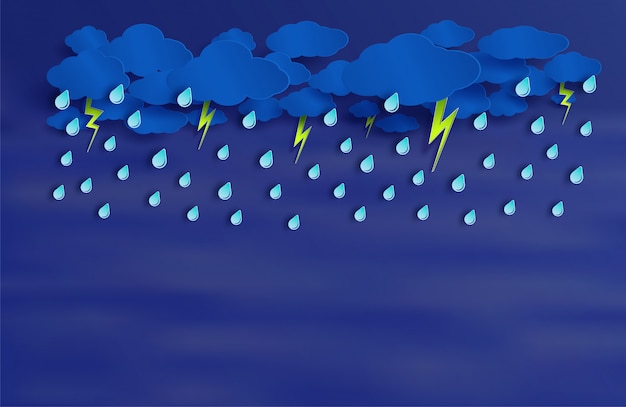 Vector the rain is going to fall on night sky