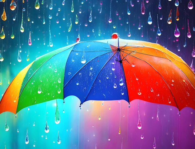 Rain On Rainbow Umbrella