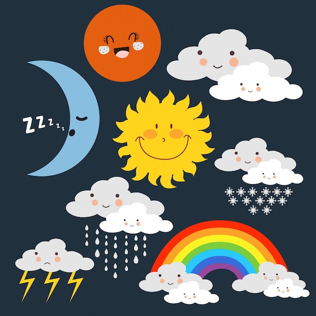 Rain weather icons vector collection