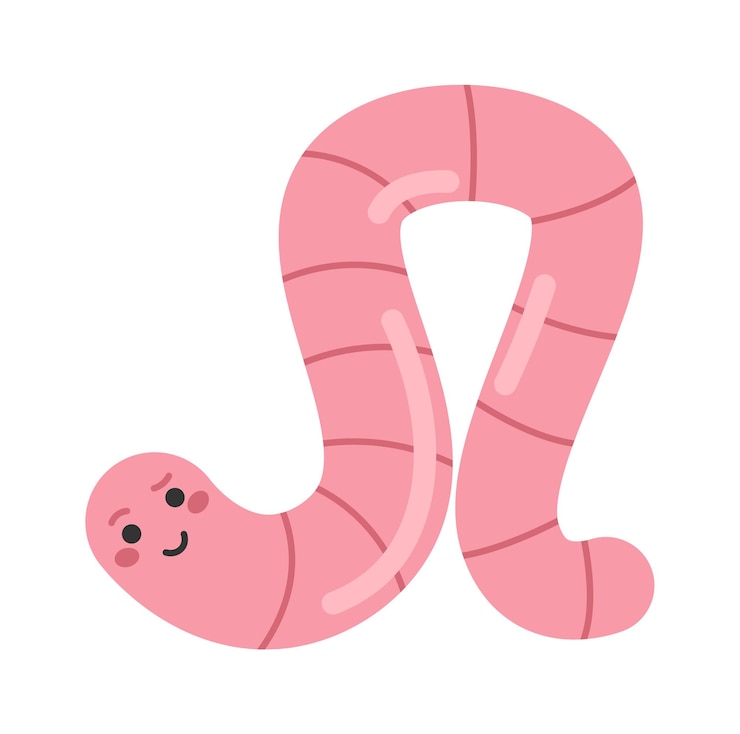Vector rain worm character flat illustration