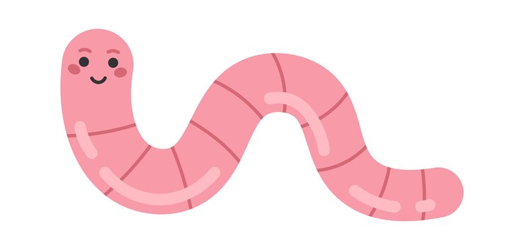 Vector rain worm character flat illustration
