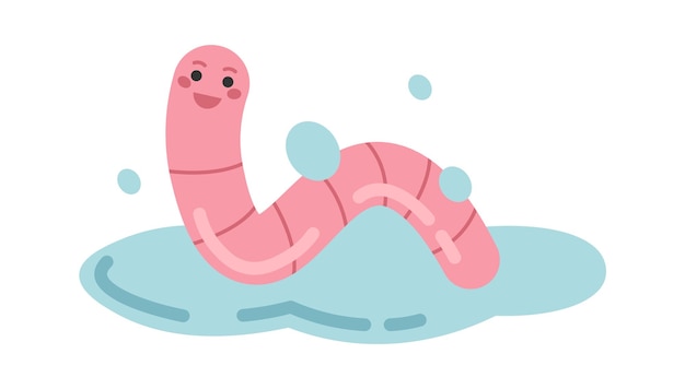 Rain worm in the puddle character