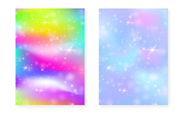 Rainbow background with kawaii princess gradient Magic unicorn