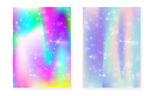 Rainbow background with kawaii princess gradient Magic unicorn