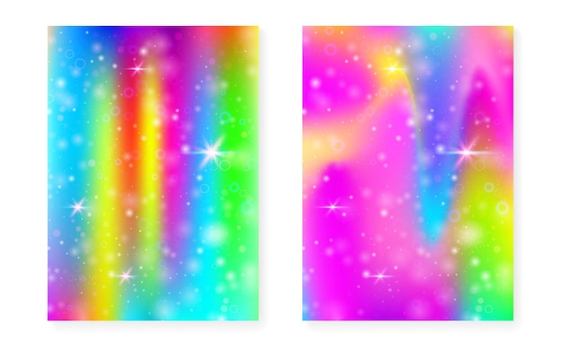 Rainbow background with kawaii princess gradient Magic unicorn