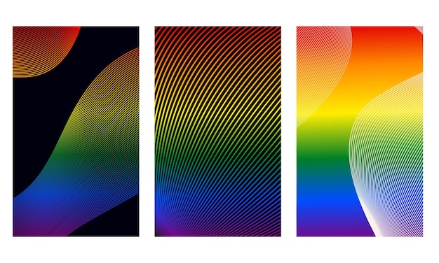 Радужные фоны для месяца гордости Абстрактные формы градиента радуги ЛГБТ Векторная иллюстрация