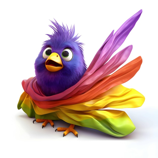 Rainbow bird isolated on white background