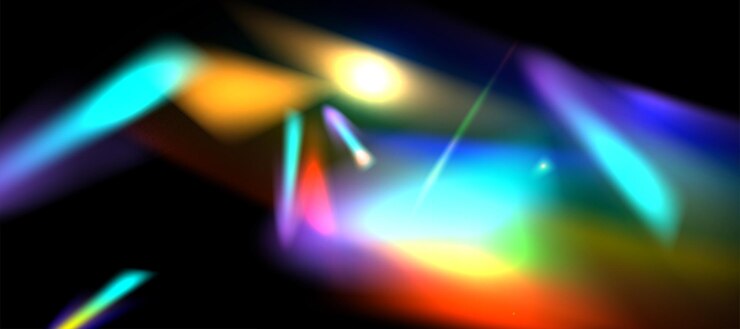 Vector rainbow blurred refraction overlay effect colorful light lens prism