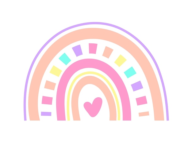 Icona boho arcobaleno, vettore arcobaleno, scuola materna, illustrazione per bambini, design boho, clipart arcobaleno