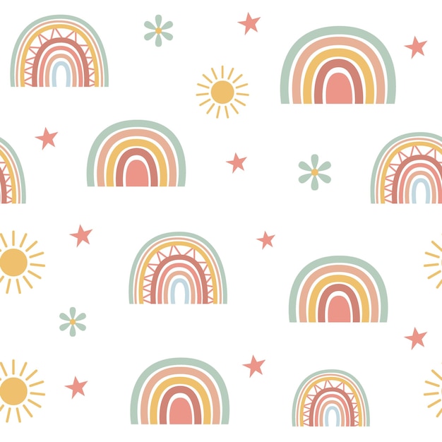 Illustrazione di design del modello boho arcobaleno