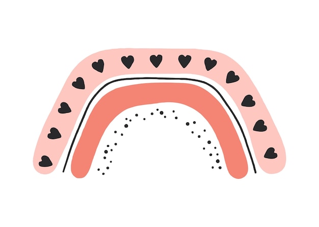 Arcobaleno boho rosa per la decorazione di camerette e vacanze per bambini vector moderno