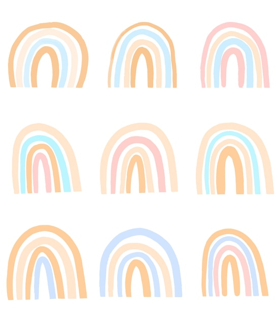 Set boho arcobaleno illustrazione astratta per bambini boho bambino design clipart arcobaleno