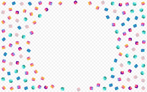 Rainbow Box Vector Transparent Background. Gradient Abstract Rhombus Image. Geometric Element Cover. Bright Confetti Graphic Pattern.