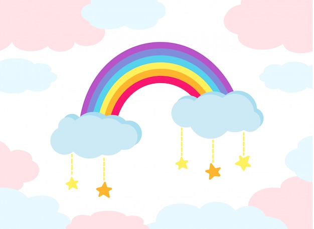 Vector rainbow bright colored flat cartoon kids