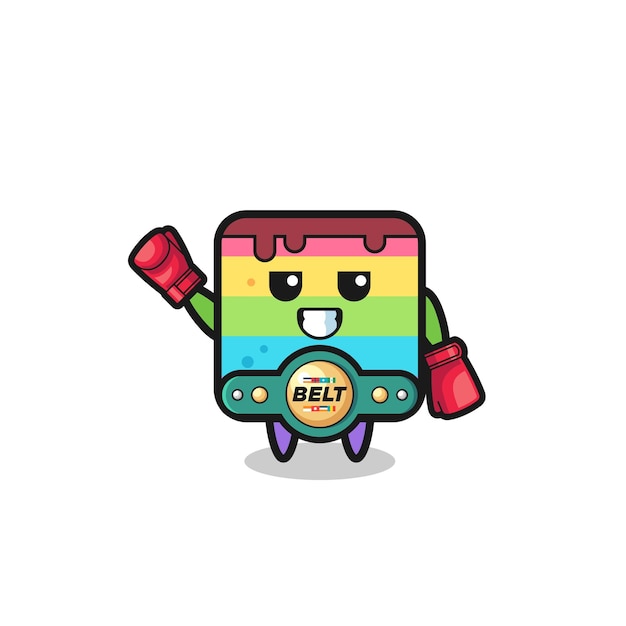 Rainbow cake boxer mascot character cute design