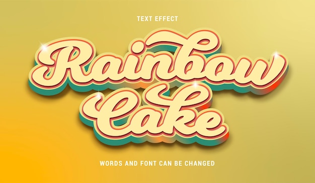 Vector rainbow cake text effect editable eps