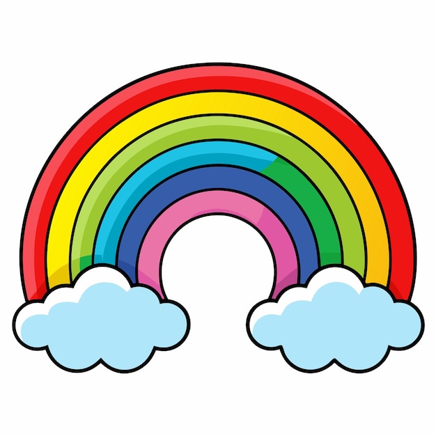 Vector rainbow clipart cartoon style vector illustration