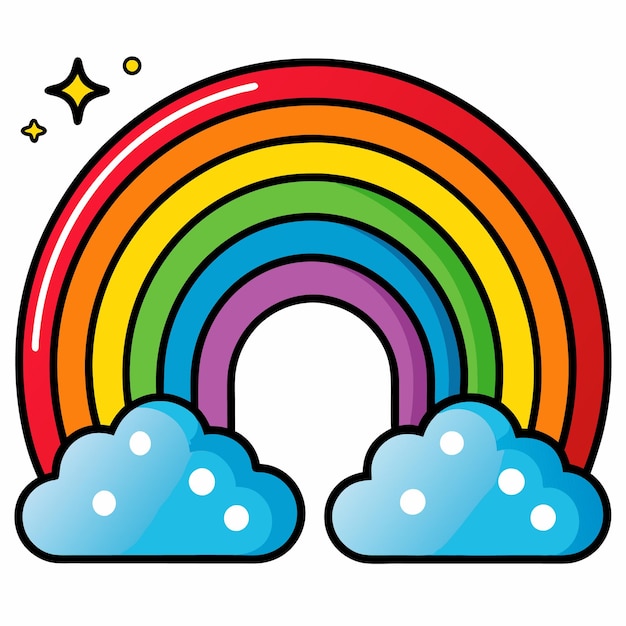 Vector rainbow clipart cartoon style vector illustration