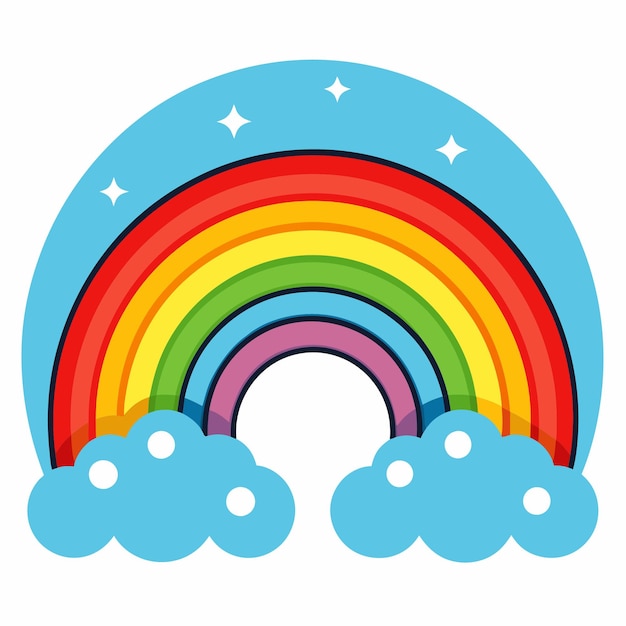 Vector rainbow clipart cartoon style vector illustration