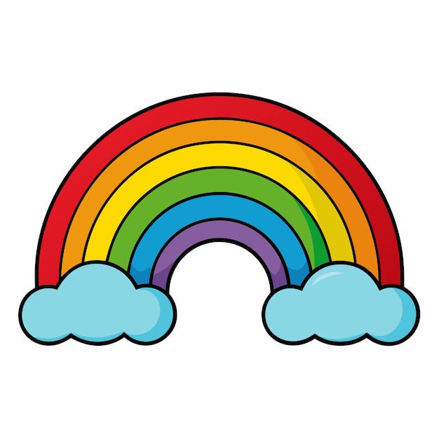 Vector rainbow clipart cartoon style vector illustration